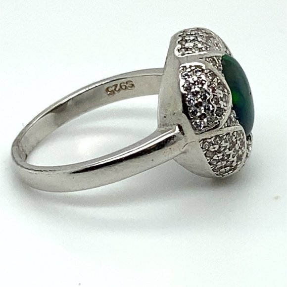 Black Opal 1.67ct Platinum Finish Solid 925 Sterling Silver Ring - Picture 4 of 7